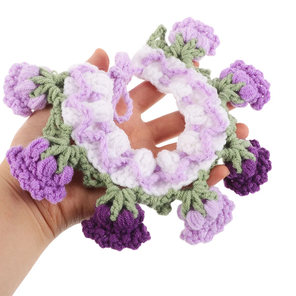 

2pcs Pet Scarf Crochet Collar Cute Bandana Bib Cat Dog Floral Knitted Puppy Soft Material Adjustable Bell Trendy Style Universal