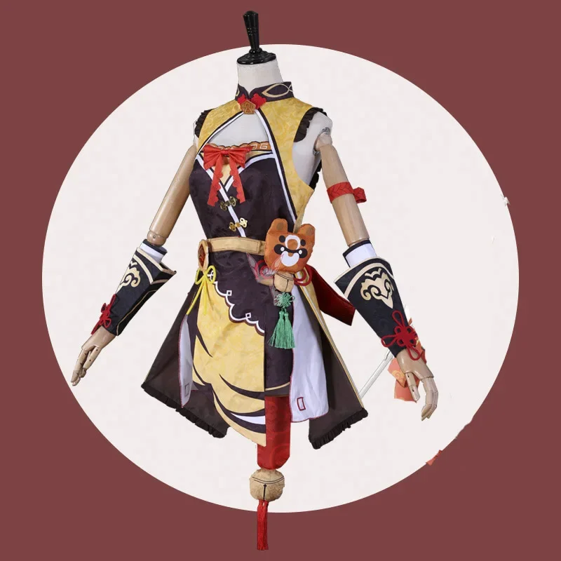 Xiangling Game Cosplay Traje para Mulheres, Conjunto completo, Roupas, Peruca, Impacto, Xiang