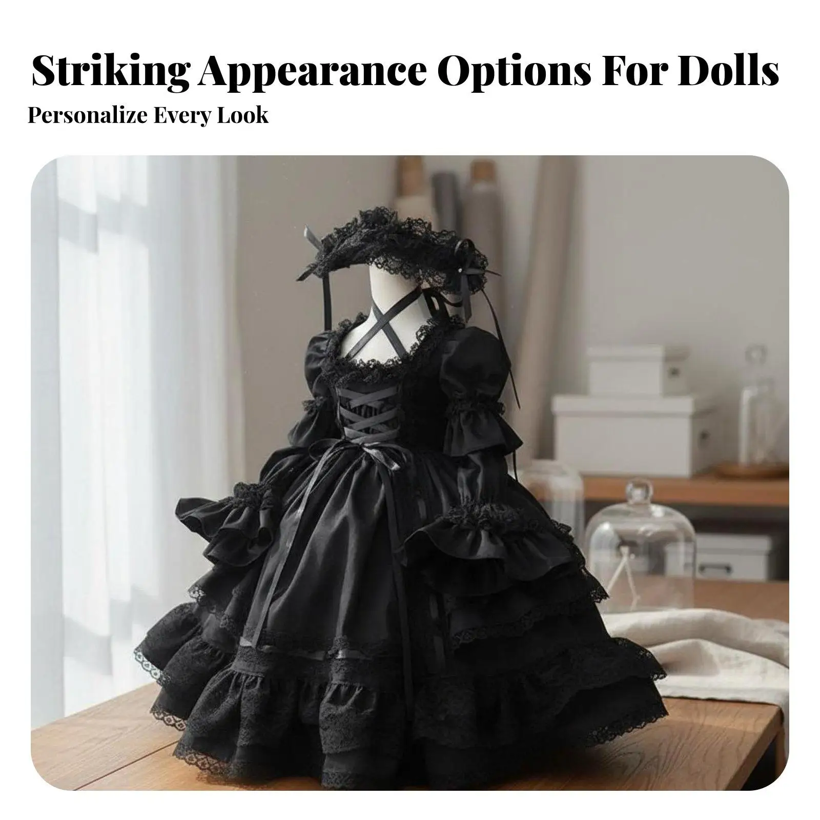 BJD Princess Doll Dress Elegant Outfit Set with Lace Ruffles Doll Clothes for Girls Doll Fashion Playset