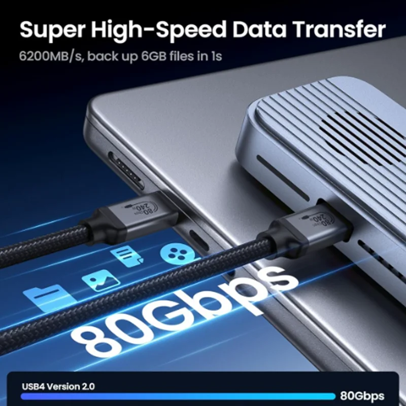 USB C Monitor Data Cable 16K@60Hz,Support 80Gbps Data Transfer,PD 240W Fast Charging Compatible with CarPlay,Steam Deck,Switch,