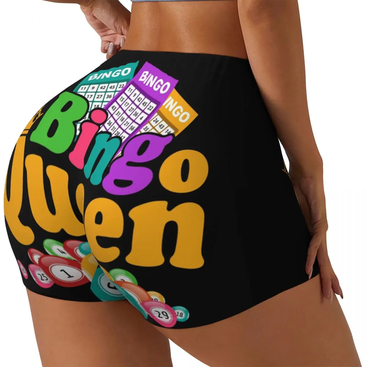 Custom Bingo Queen Game Lover Volleyball Biker Gym Shorts for Women Athletic Workout Yoga Shorts