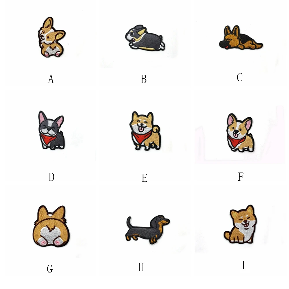 Corgi / Dachshund / Husky Patch Embroidery Patches For Clothing Cute Dog Animal Iron-On Patches On Clothes