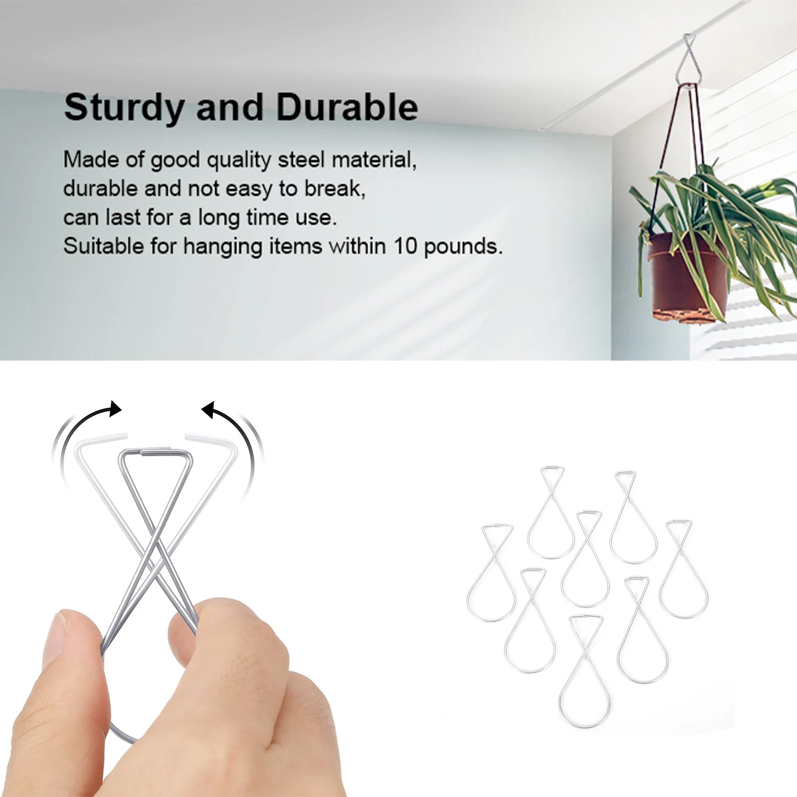 20pcs Ceiling Grid Hook T-bar Clips Tile Metal Hanger Drop Rebound Hanging Decor Poster Banner Home/Office/Classroom/Party 64mm