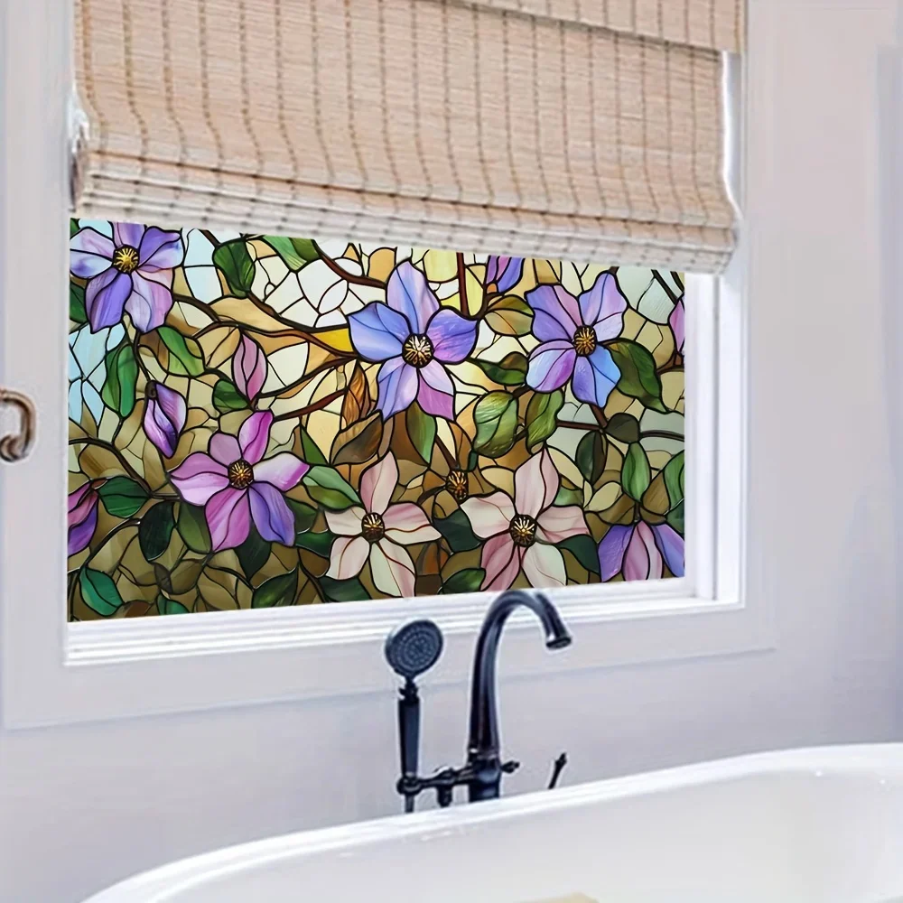 Blumenmuster Glasfenster elektro statische Aufkleber Privatsphäre Tür und Fenster wter proof Abziehbilder Antik ollisions dekoration