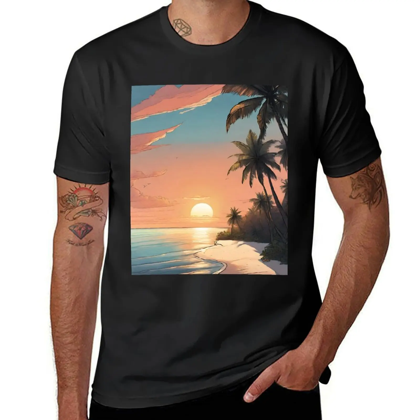 Sunrise in Maldives Beautiful View Perfect Gift T-Shirt vintage funnys sublime plain white t shirts men