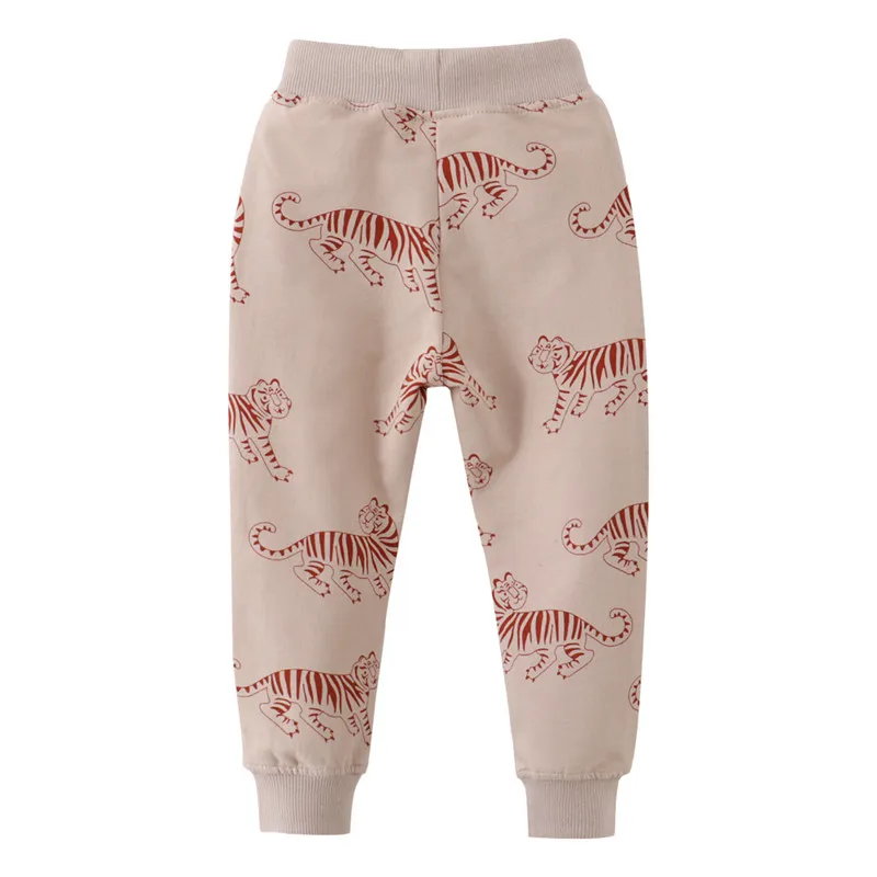 Jumping Meters 2-7T Children's Sweatpants Tigers Print Drawstring Animals Full Length Trousers Pants Fashion Kids Pants