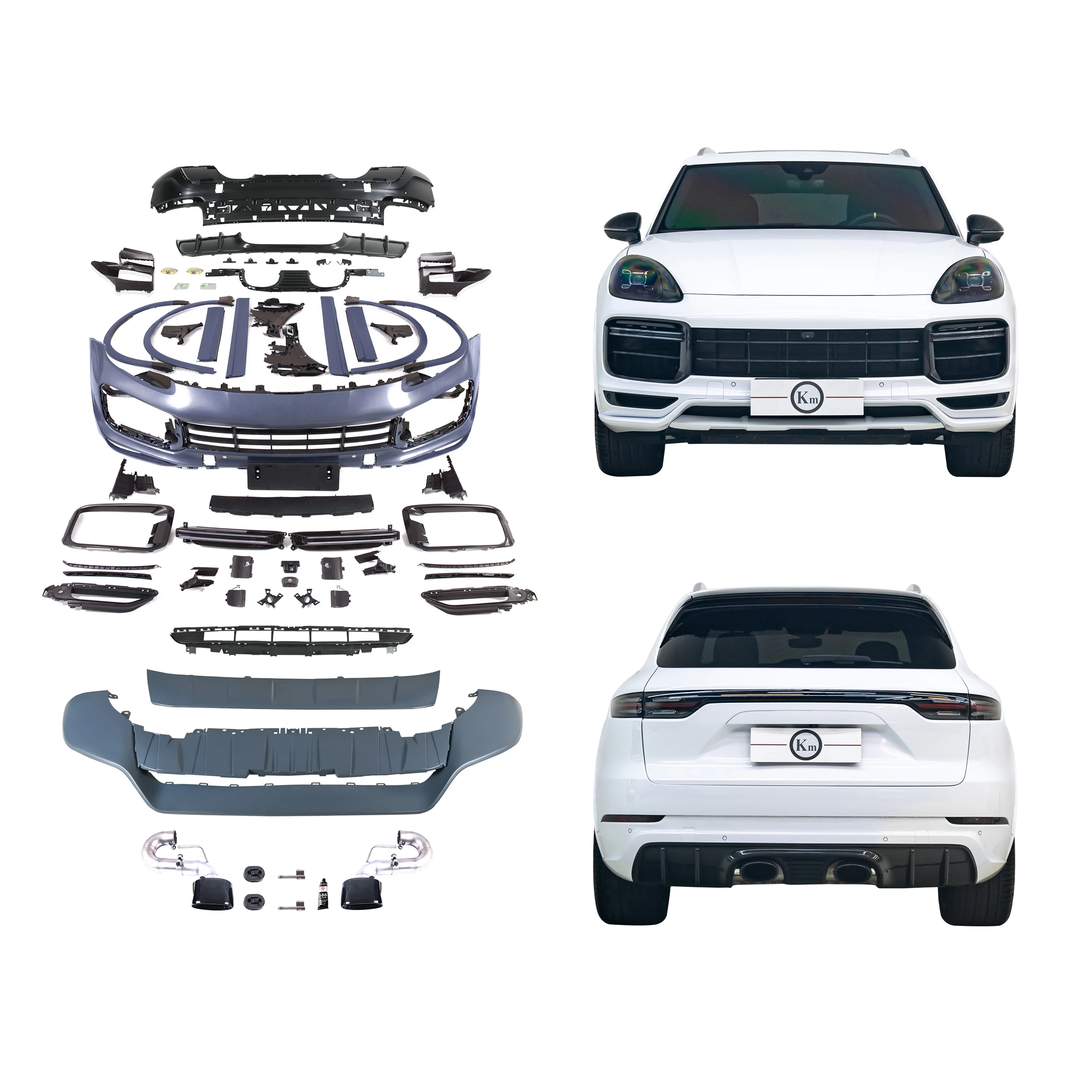 

Suitable for Cayenne 9Y0.1 2018 2019 2020 2021 2022 2023 Upgrade to Turbo GT Wheel Arches Door Panels Tailpipes