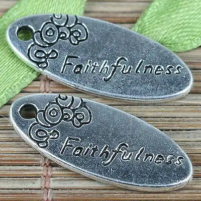 

8pcs 25*10.4mm tibetan silver color oval flower Faithfulness charms EF0351
