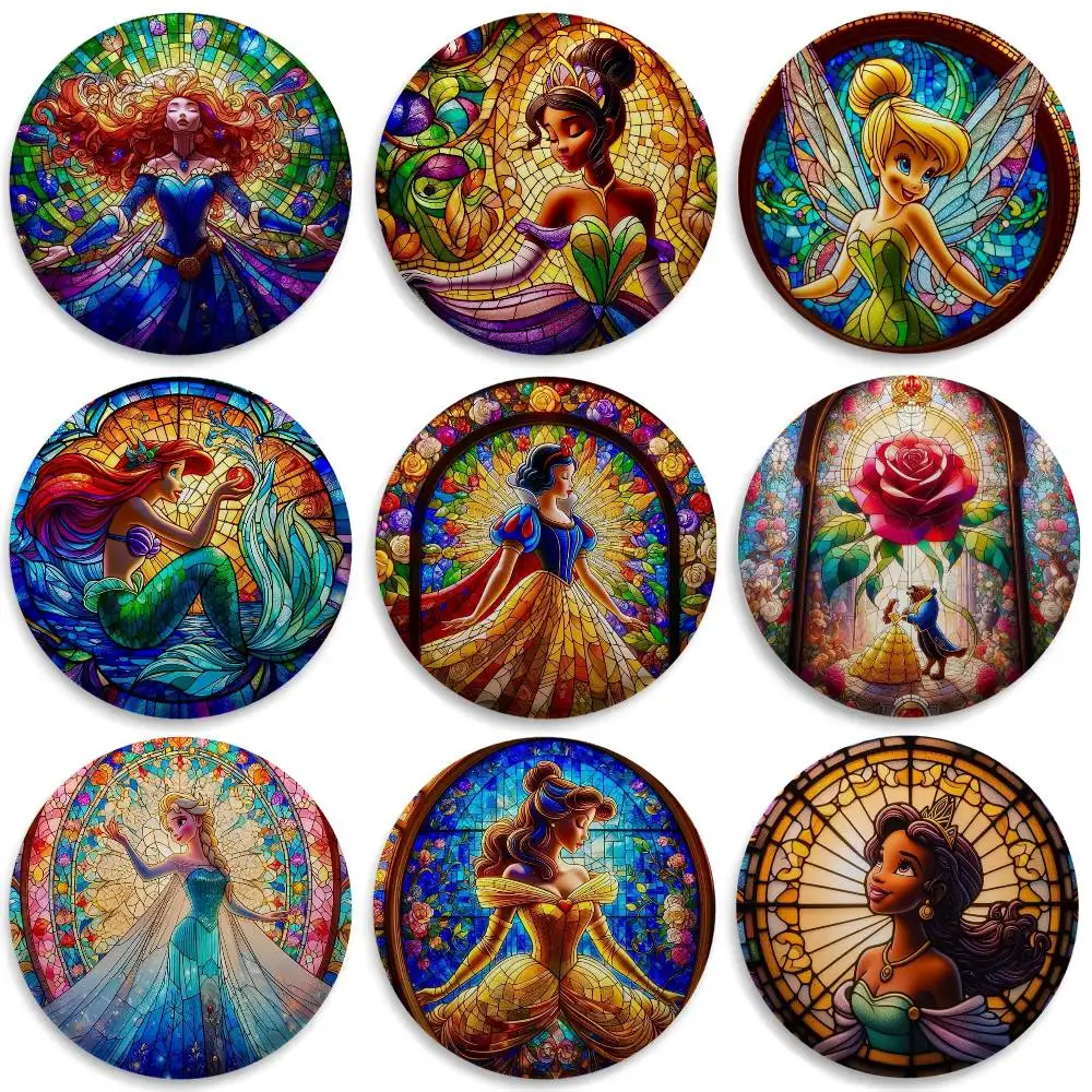 

Fashion Pretty Princess Role Badges Round Exquisite Badge Brooches Creative Pins For Clothes Hat Backpack Gift Accessories