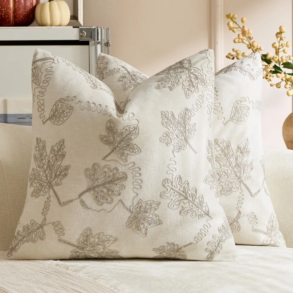 45*45CM Pumpkin Maple Leaf Pillowcases String Embroidery Sofa Decor Throw Pillow Cases Soft Creative Pillow Protectors
