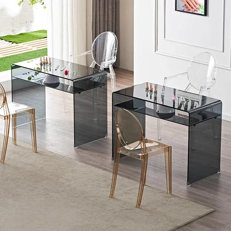 

Manicure Table Modern Glass Tables Makeup Storage Table Nail Manicure Professional Transparent Desk Nails Tafel Furniture Salon