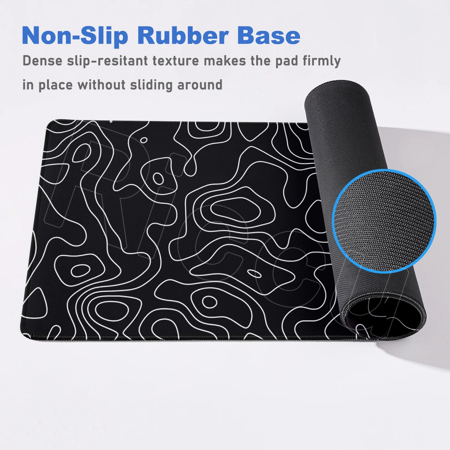 Black & White Gaming Mousepad Large Keyboard Natural Rubber Desk Mat Non-slip Terrain Map Mouse Pad Suitable For Office Home Use