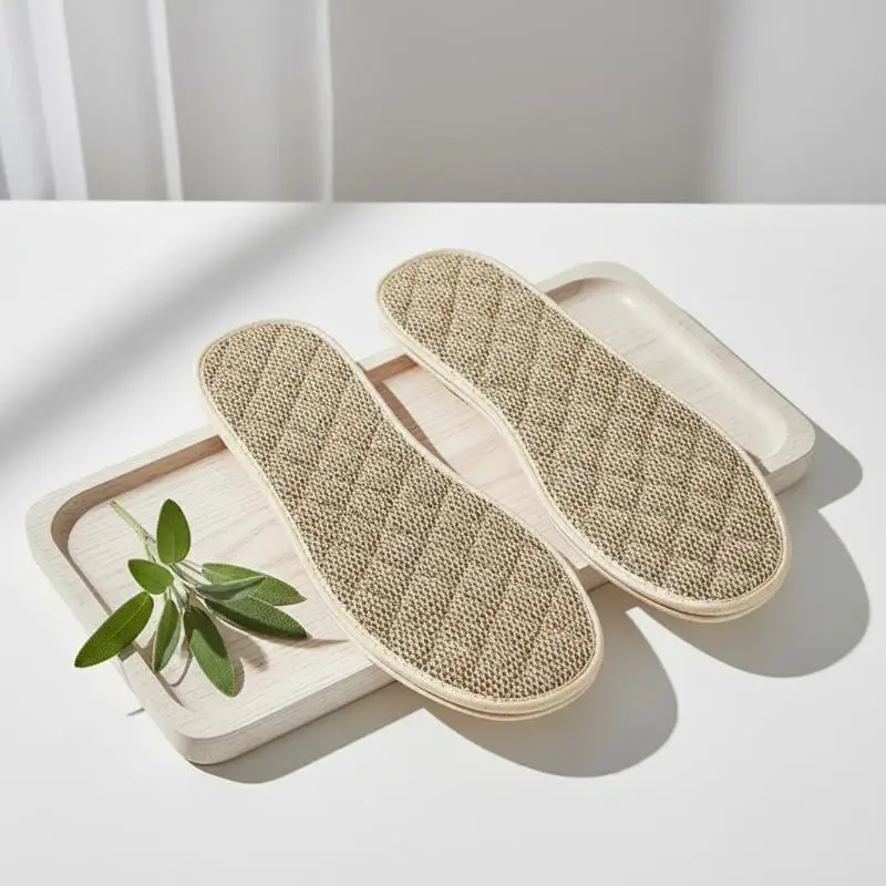 Natural Cotton Linen Odor Resistant Insoles with Artemisia Argyi Breathable Design for Men Women Casual Sneakers