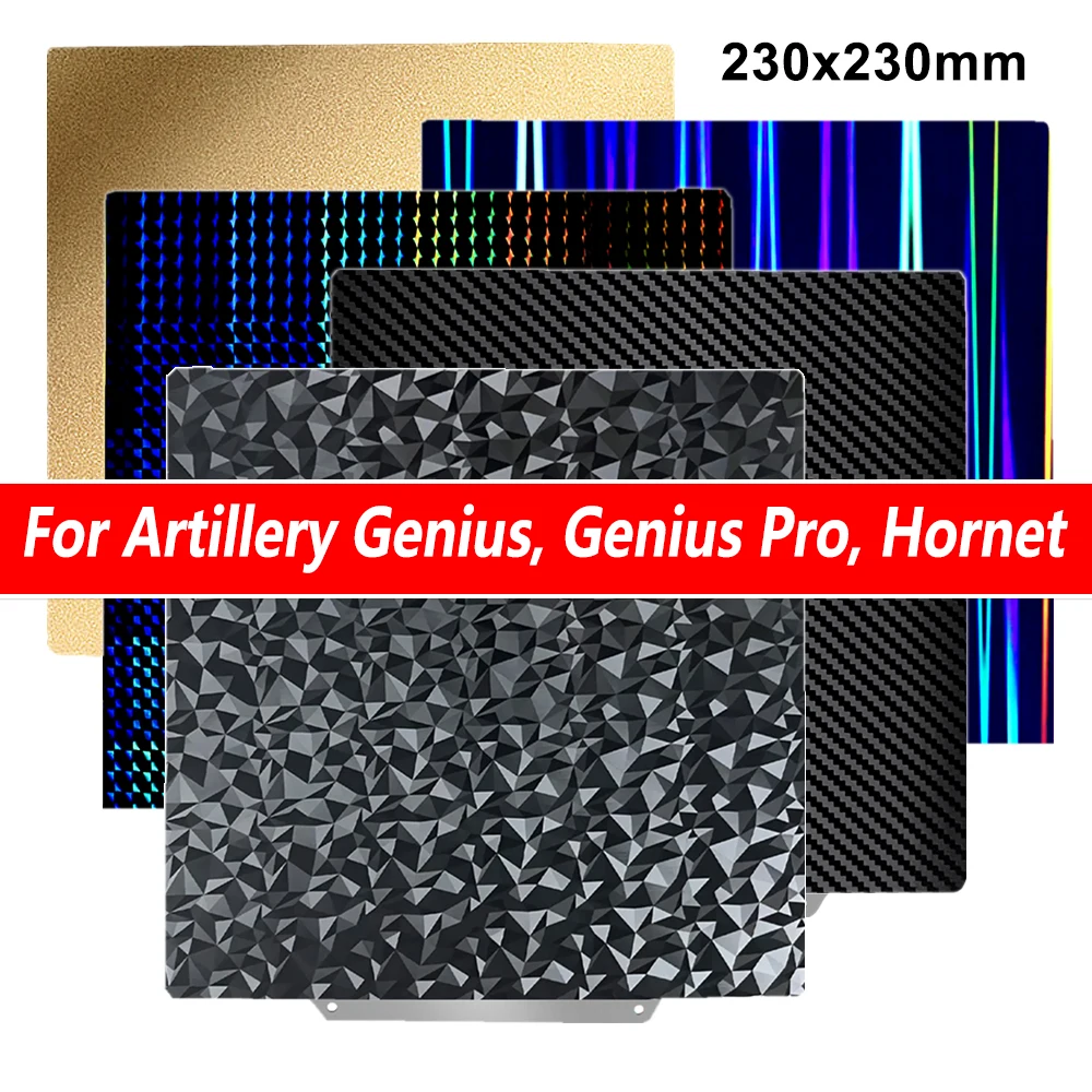 

230x230 мм для артиллерийской пластины Gneius, Genius Pro, Hornet PEI, аксессуары для тепловой кровати, гибкий лист PEI для Anycubic Kobra 2
