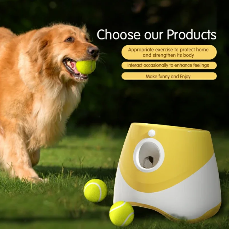 for Custom Pet Toy Professional Training Dogs Exercise Tennis Launcher Automatic Ball Throwing Machine With 3 Mini Tennis Balls