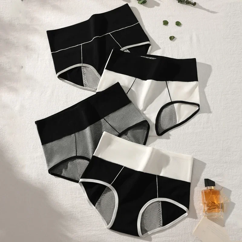 ارتفاع الخصر المرأة سراويل مانعة للتسرب سراويل الحيض توسيع فترة الملابس الداخلية الفسيولوجية حجم كبير M-4XL القطن الإناث ملخصات