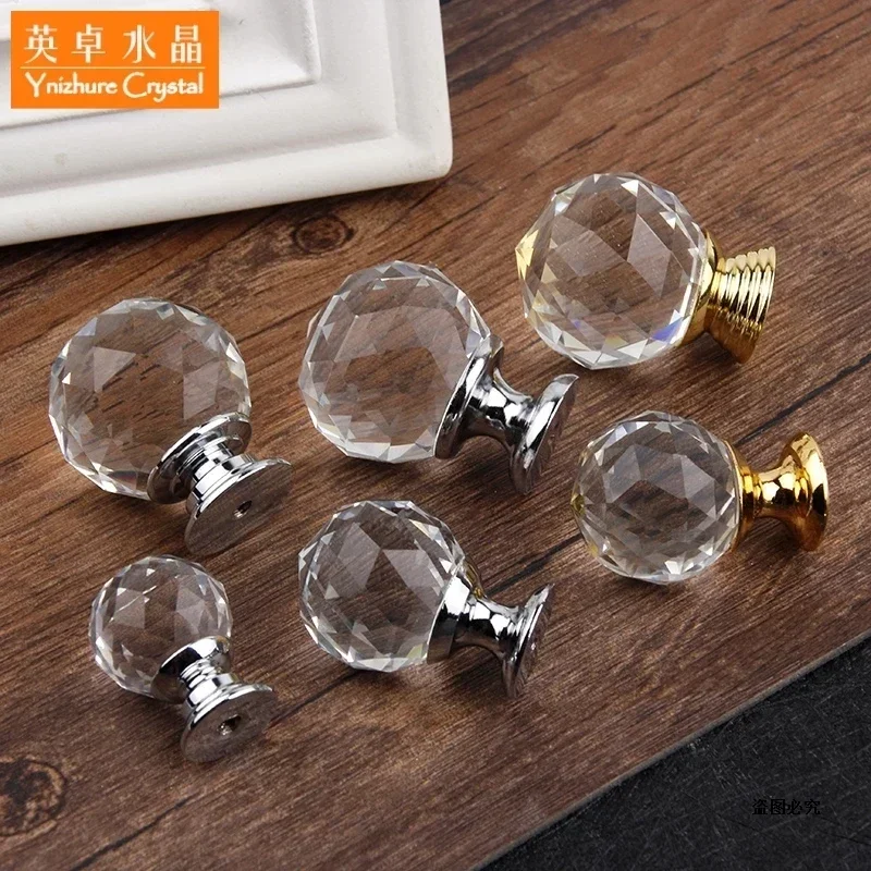 20mm 30mm 40mm 50mmCrystal Ball Design Clear Crystal Glass Knobs Cupboard Drawer Pull Kitchen Cabinet Wardrobe Handles Hardware