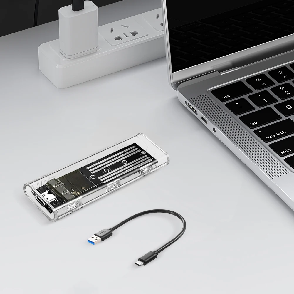 M.2 NGFF SATA Type C 3.1 Transparent External SSD Case 10Gbps Hard Disk Case External SSD Adapter for 2230/2242/2260/2280