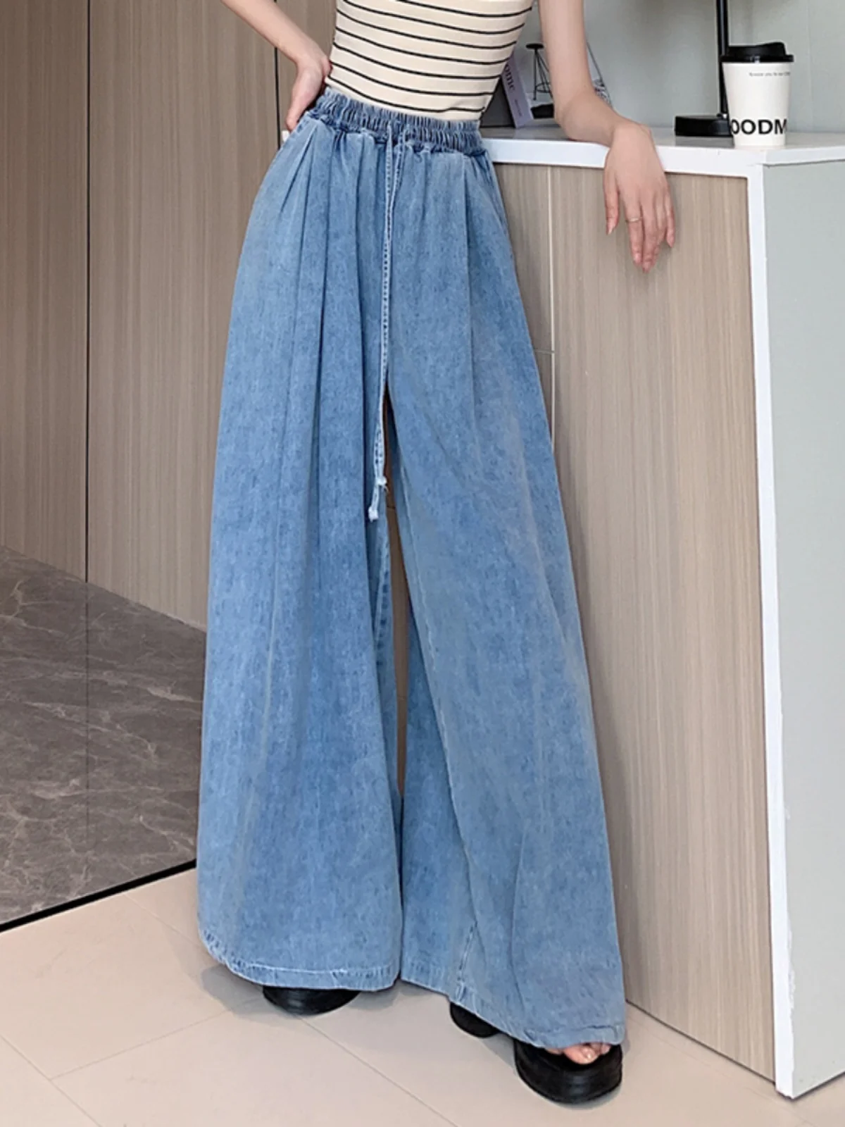 Loose Wide Leg Jeans Women's Autumn New Sle Lantern Pants Floor-Length Slimming Trousers Japanese Sle plus Size Jeans