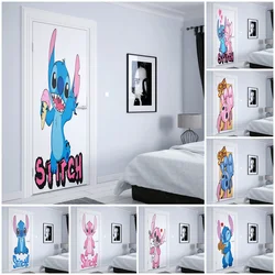 Disney Watercolor Lilo & Stitch Stitch Angel Door sticker Home Room Decoration Nursery Kids Room door decoration Wall Sticker HD