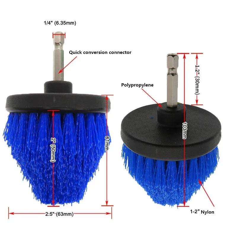 2.5''Electric Scrubber Brush Drill Cleaner Brush Auto Tires Detailing Brush 6 Color Tool Rim Brush Set Car Cleaning