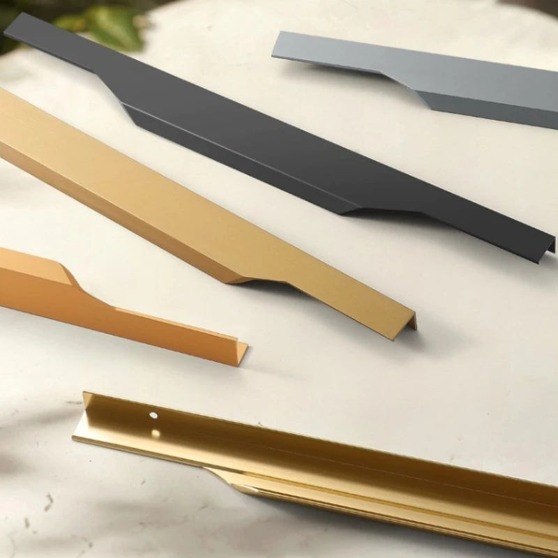 Hidden for Furniture Invisible Long Handle Aluminum Alloy Kitchen Cabinet Black Cupboard Wardrobe Door Handle