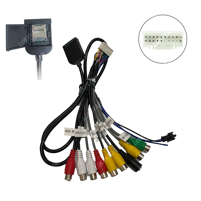 16 Pin Wiring Harness USB Port Adapter GPS Antenna Video Audio RCA Wifi 4G READER Cable for 2 Din Car Android System Head Unit