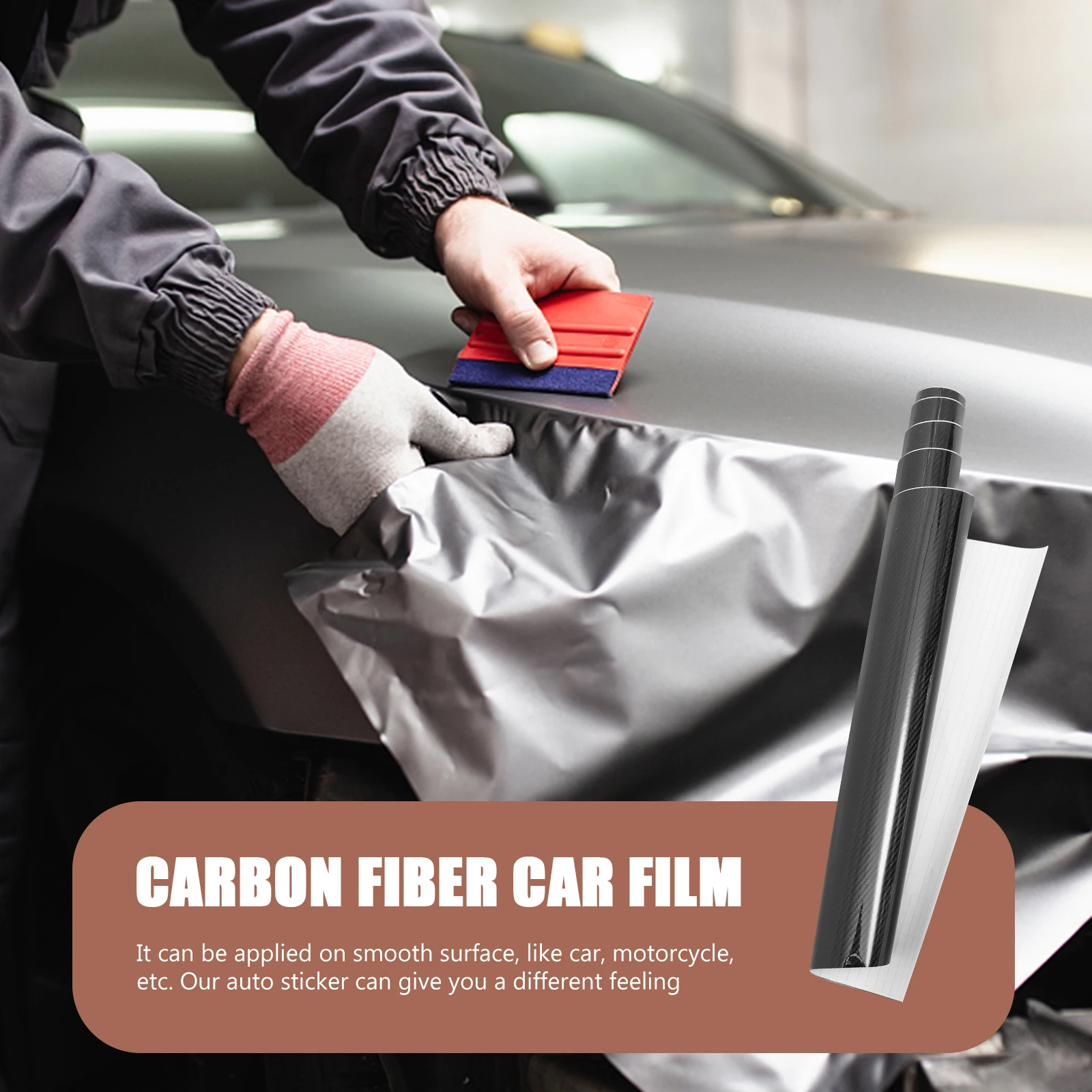 

1 Roll Exterior Car Sticker Film Imitation Carbon Fiber Color Change Wrap Self-Adhesive Durable Uv Resistant Diy Car Decorative