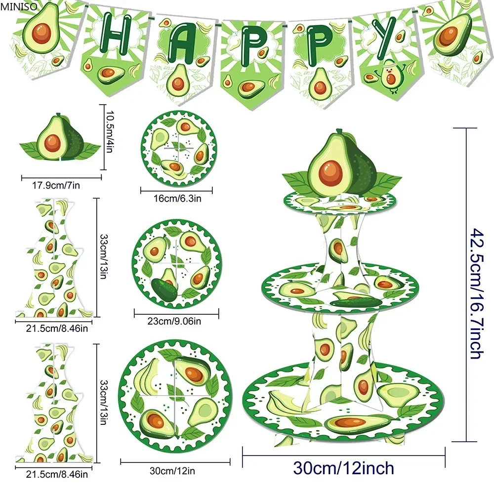 Juego de vajilla desechable de aguacate de energía de frutas tropicales para fiesta de cumpleaños, platos colgantes, Pancarta, decoraciones para fiesta de Baby Shower, Verano