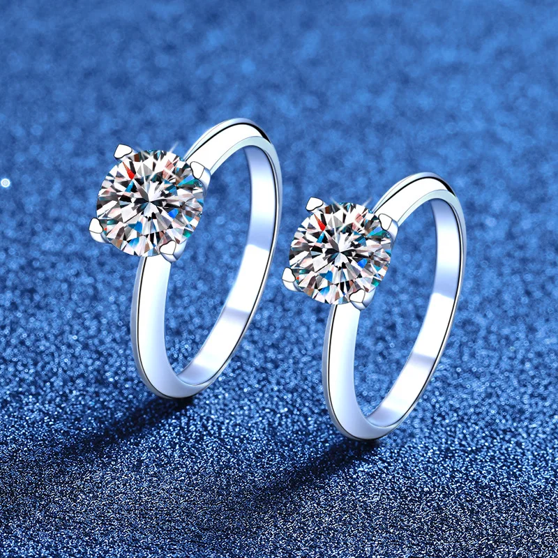 

PT950 1Ct Four-Prong Moissanite Ring Classic Wedding Band Platinum Light Luxury Jewelry B2B Wholesale Gifts rings for women
