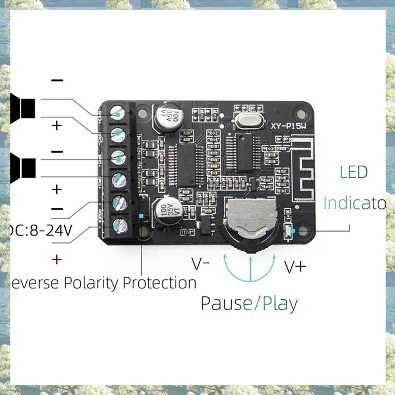 New-3X 20W Stereo Bluetooth Power Amplifier Board 12V / 24V High Power Digital Power Amplifier Board XY-P15W Without Shell