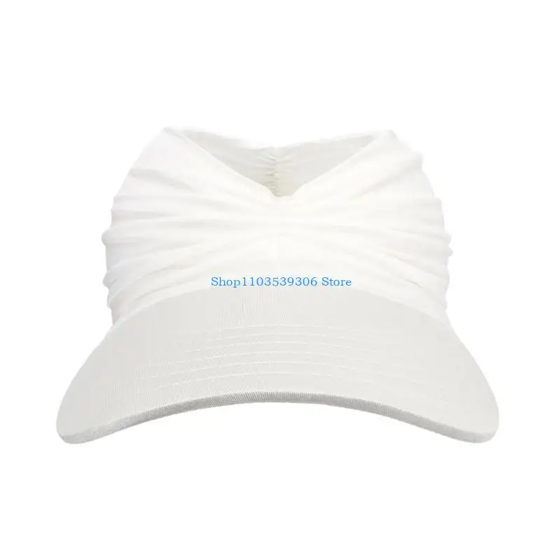 

400A Portable Wide Brim Sun Hat Pleated Adjustable Cap for Women Woman Hats Summer Empty Top Hat All-match Visors Cap