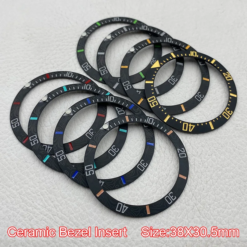 Anel de inserção de moldura de cerâmica mod 38*30.5mm para skx007 skx009 seamaster gmt caixa de relógio movimento nh35 peças de relógio de mergulho masculino personalizado