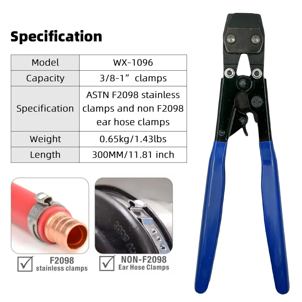 Ratchet PEX Cinch Crimping Tool Crimper for Stainless Steel Clamps Fixing 3/8 Inch To 1 Inch