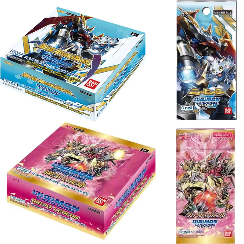 

BANDAI Digimon Trading Card Game New Awakening Booster Box BT08 BT04 Tcg Anime Collection Card Toy FAST SHIPPING