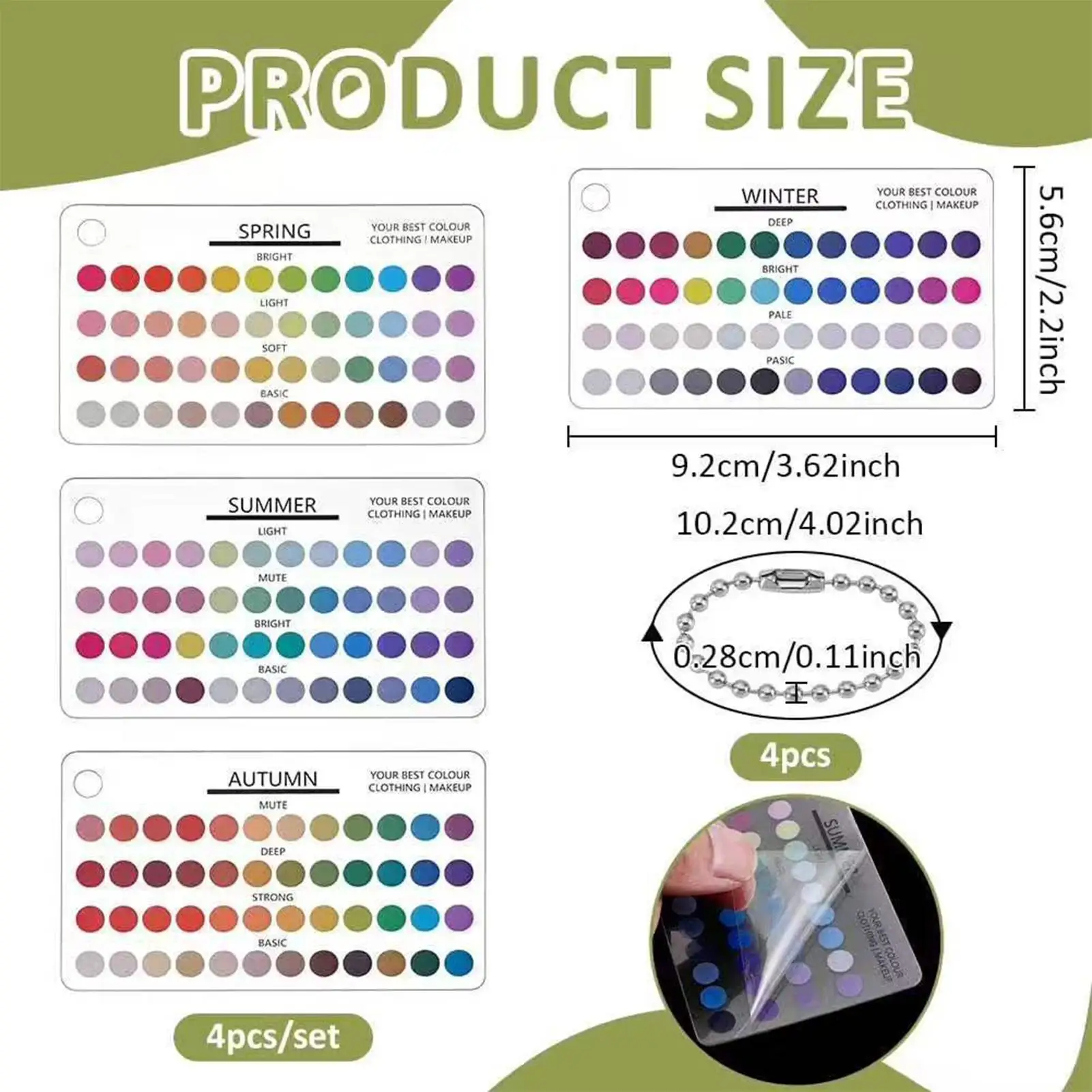 Picture 7: Color Palette Cards 4 Pieces Portable Quick Reference Acrylic Scratch Proof Makeup Shopping Color Reference Cards For Home