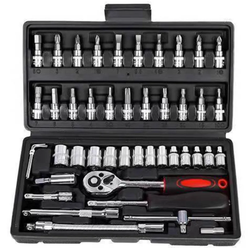 

10/40/46pcs Ratchet Wrench Socket Spanner Drill screwdriver Combination Tool Batch Sleeve Set Auto Repair Multifunction Tool Set