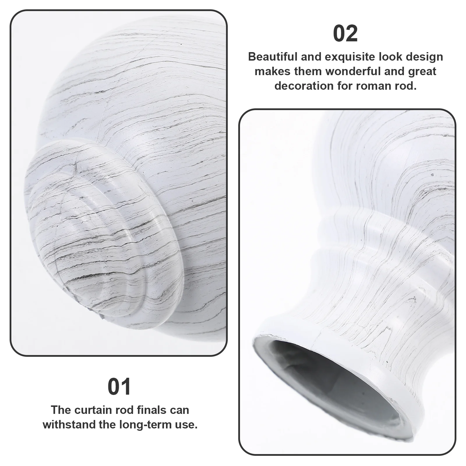 

4Pcs Curtain Rod Finials Plastic Sturdy Decorative Ends Ideal for Window Curtain Rods Replacement Rod Final Finials