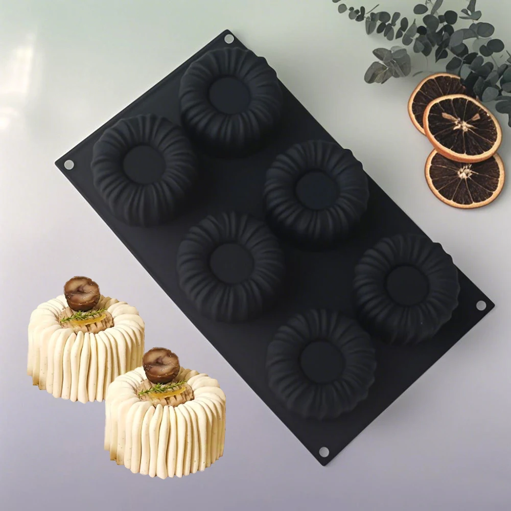 Moule à gâteau en Mousse à bobine cylindrique, conception de Texture 1/6/15 cellules, bricolage, Pudding, Dessert, Dessert français, moule de cuisson, moule à chocolat