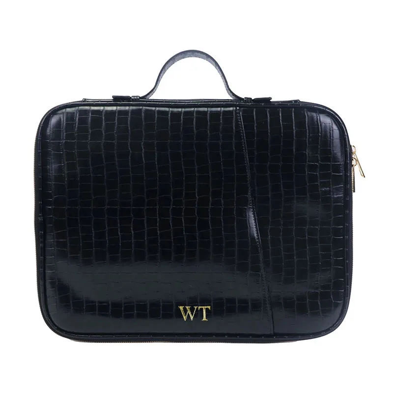 Free Custom Crocodile PU Leather Portable Briefcase Anti-Fall Sleeve for Macbook 13 Inch/IPAD Notebook Storage Bag Laptop Case