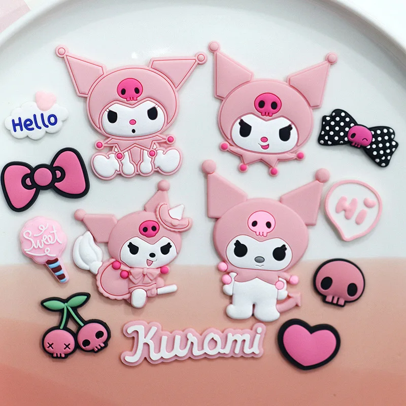 

Sanrio Kuromi Shoes Decoration Cute Shoes and Accessories DIY Accessories PVC Soft Rubber Hole Slippers Flower Buckle Girl Gift