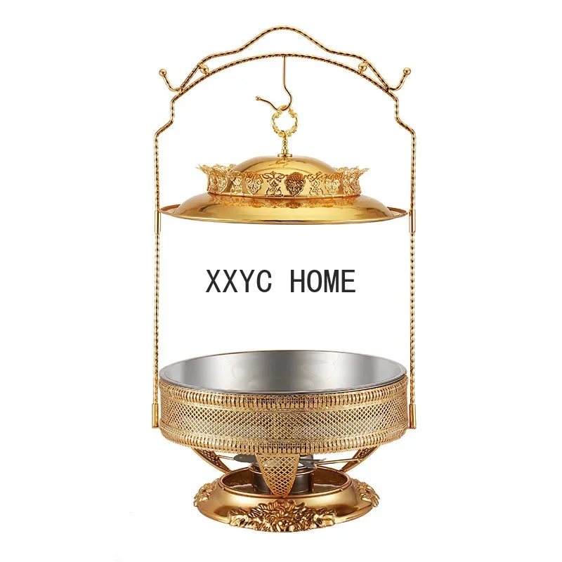 Stainless Steel Golden Alcohol Stove Hot Pot Hanging Cover Hotel Restaurant Buffet Stove Insulation Heating Container