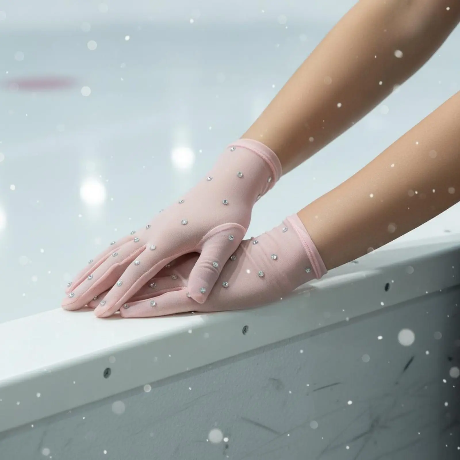 Crystal Figure Skating Gloves Breathable Transparent Performance Gloves for Women