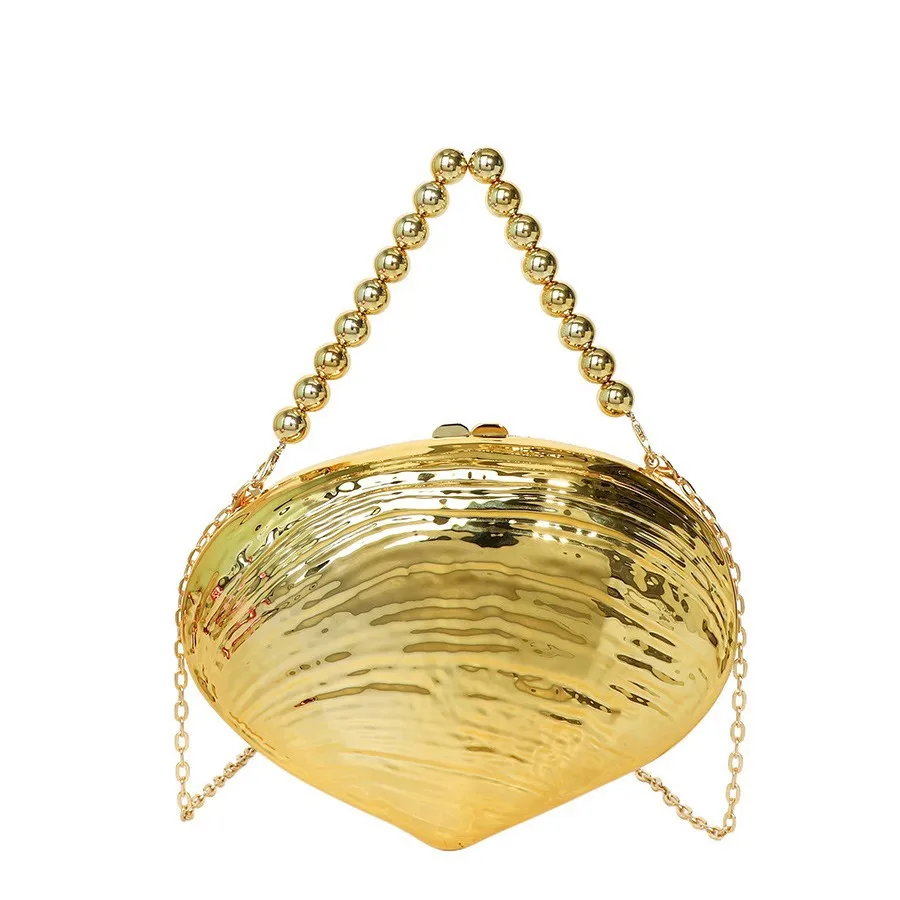 

Новая вечерняя сумка-клатч 2025 года из акрила и ПВХ с золотистым полосатым узором и цепочкой для выпускного вечера