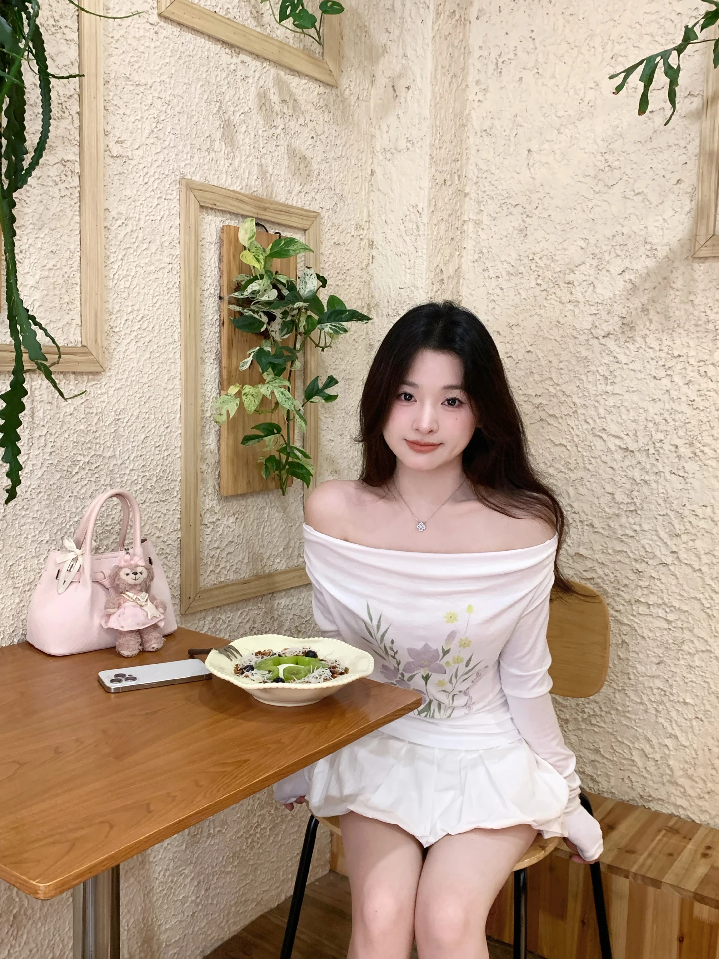 

Banana Brand Women's Long Sve T-irt One-oulder Print Design Slim Fit Autumn Winter Faion Sweet Sle Floral Pattern