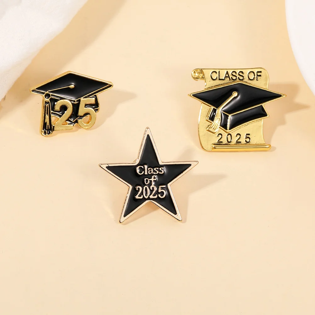 

5pcs 2025 Graduation Cap Brooch Doctoral Hat Pin Zinc Alloy Lapel Pins For Women Men Clothes Bags Hats Decoration Gift