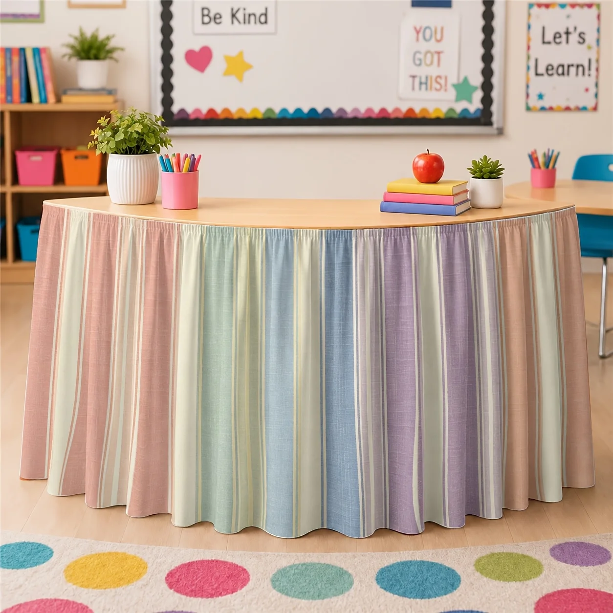 1 piece of soft pastel striped tablecloth, suitable for weddings, baby showers, and birthday partieszyc