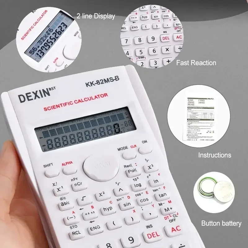 1pc Engineering Scientific Calculator 2 Line Function Calculator Fraction Calculator Statistic Calculator For School Calculator