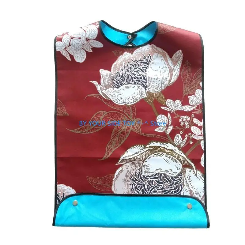 

Adult Bib Waterproof Anti-oil Diving Bib Elderly Aged Senior for Citizen Mealtime Cloth Protector Disability Aid Apron U6XE