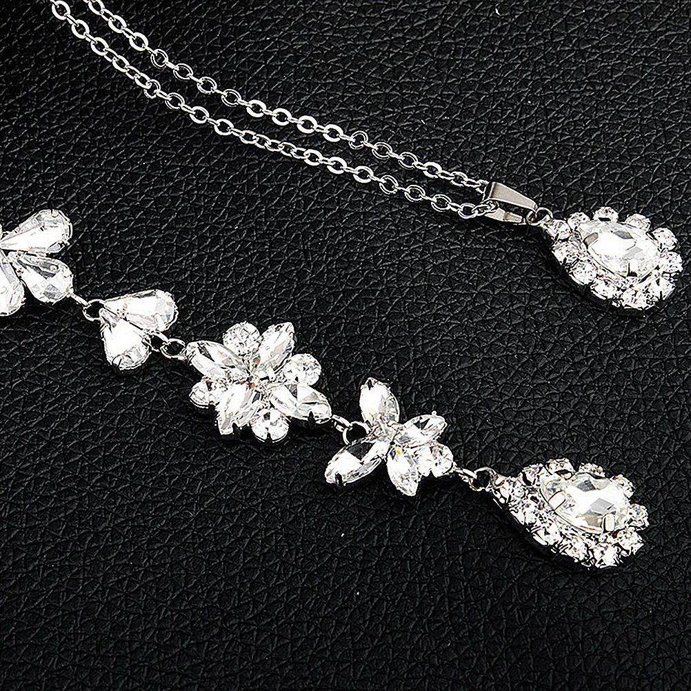 

Chic Bride Crystal Pearl Pendant Necklace Backless Long Body Chain Tassels Backdrop Necklace for Lady Women